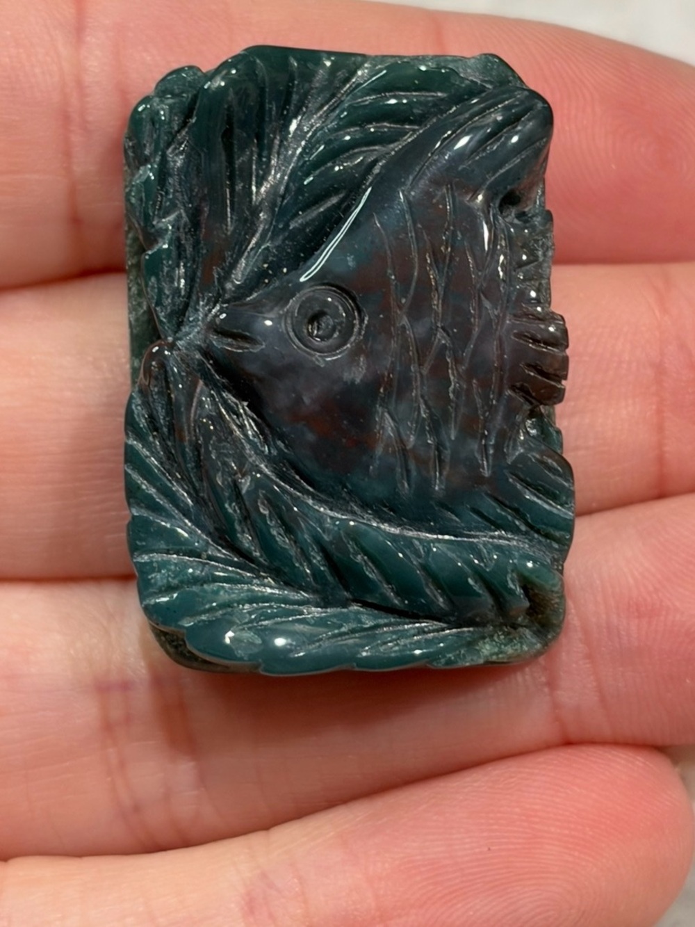 Carved Stone Fish Pendant Agate Angelfish Ocean Jewelry Agate